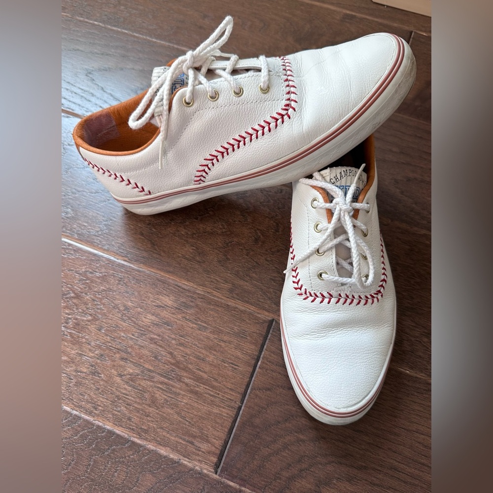 Keds White Sneakers with Red Stitching